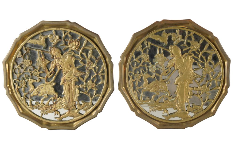 Appraisal: PAIR OF KOREAN PIERCED BRASS MIRROR GLASS PANELSwith sticker made