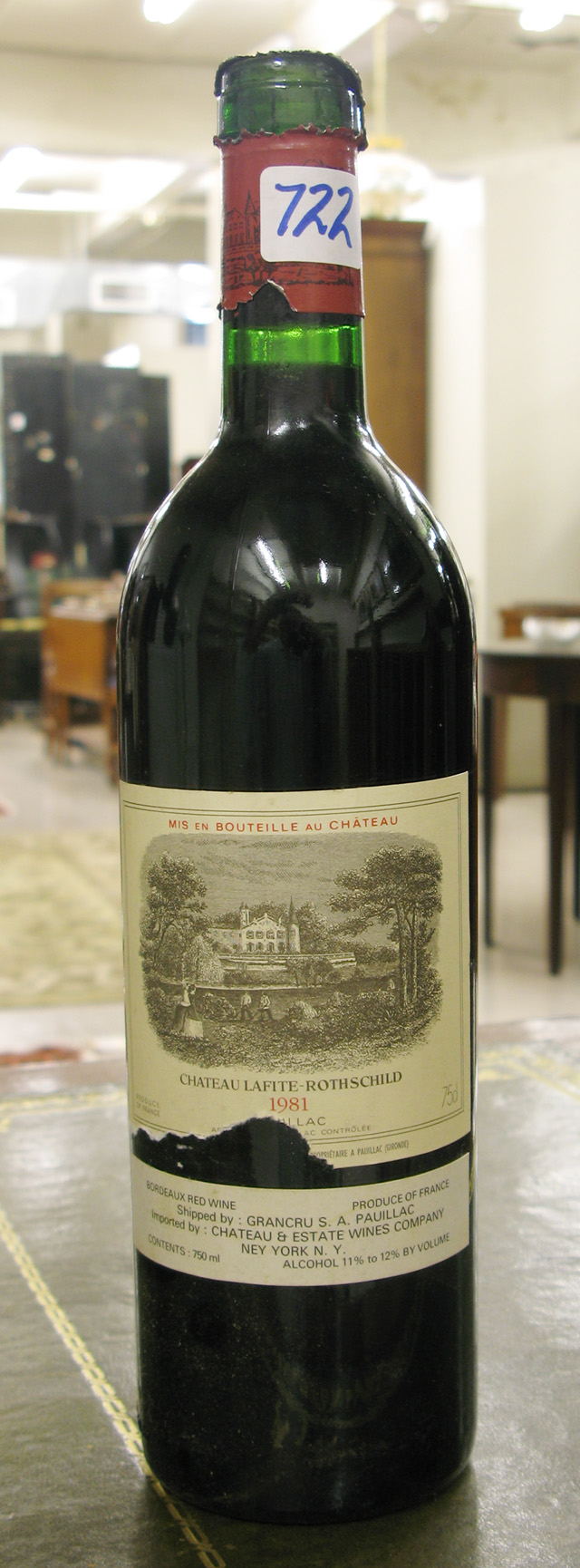 Appraisal: ONE BOTTLE OF VINTAGE FRENCH RED BORDEAUX WINE Chateau Lafite