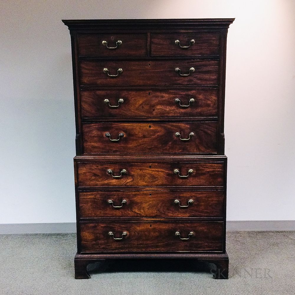 Appraisal: George III Mahogany Chest-on-chest George III Mahogany Chest-on-chest England late