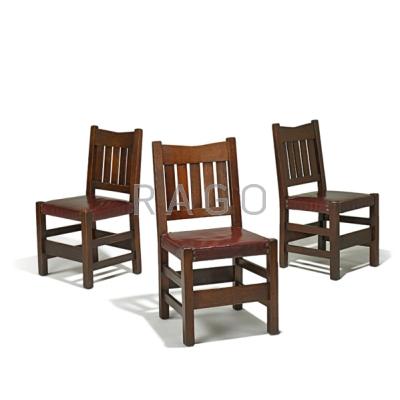 Appraisal: GUSTAV STICKLEY Three V-Back side chairs no Eastwood - Each