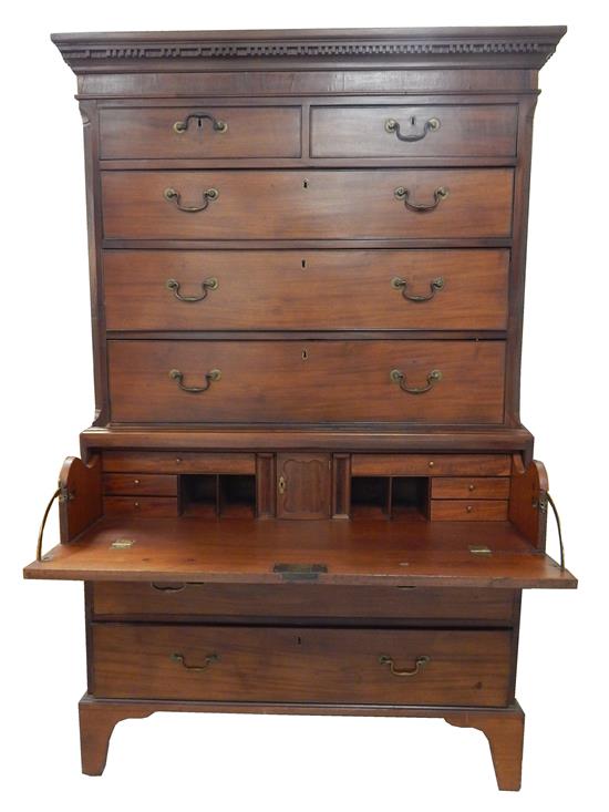 Appraisal: Chest on chest English c mahogany with oak secondary projecting