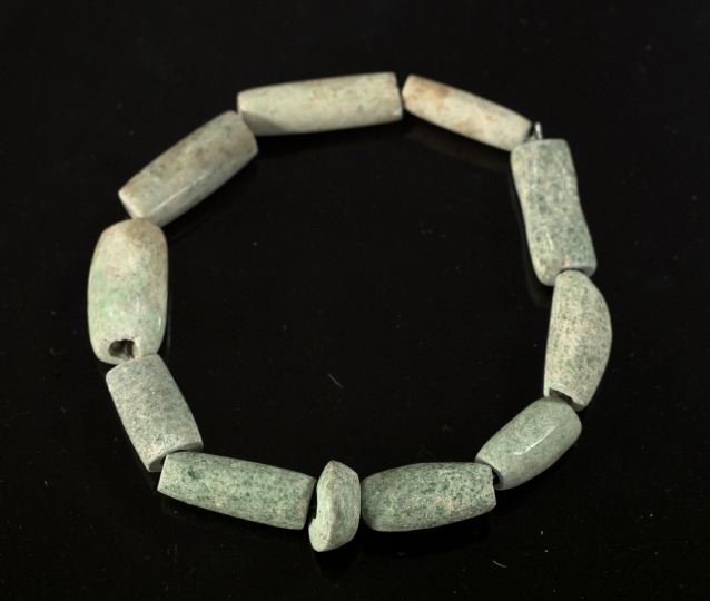 Appraisal: Meso-American Pre-Columbian Jadeite Necklace composed of cylindrical beads dia