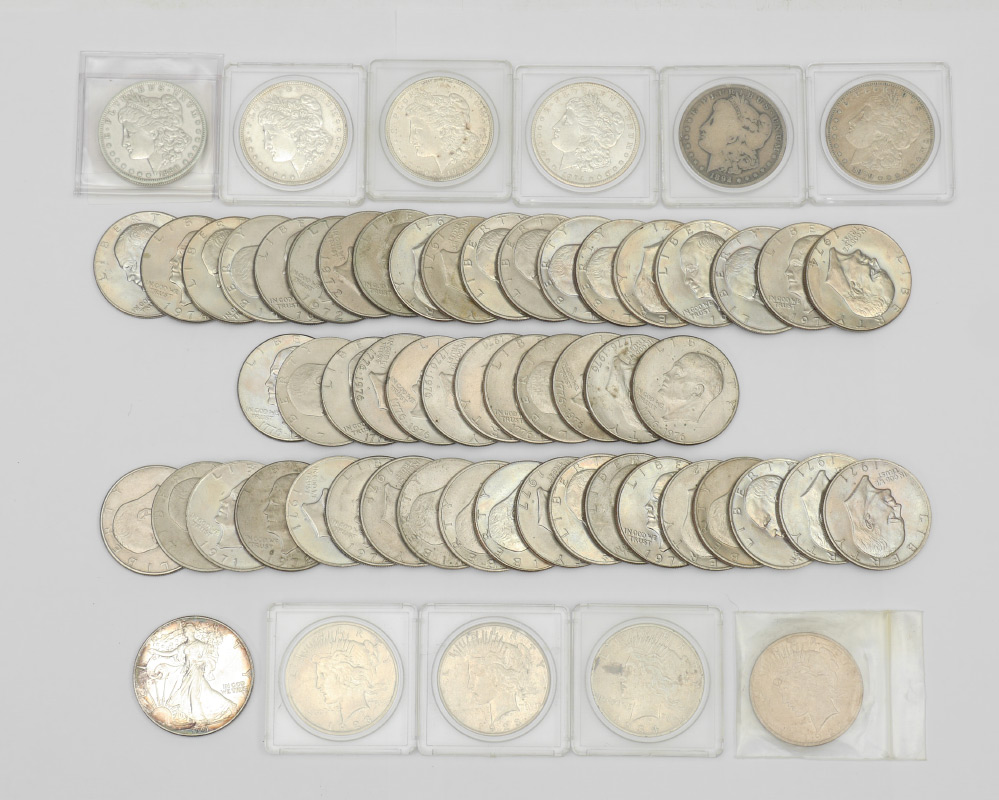 Appraisal: COLLECTION OF US SILVER DOLLARS total Morgan and Peace dollars