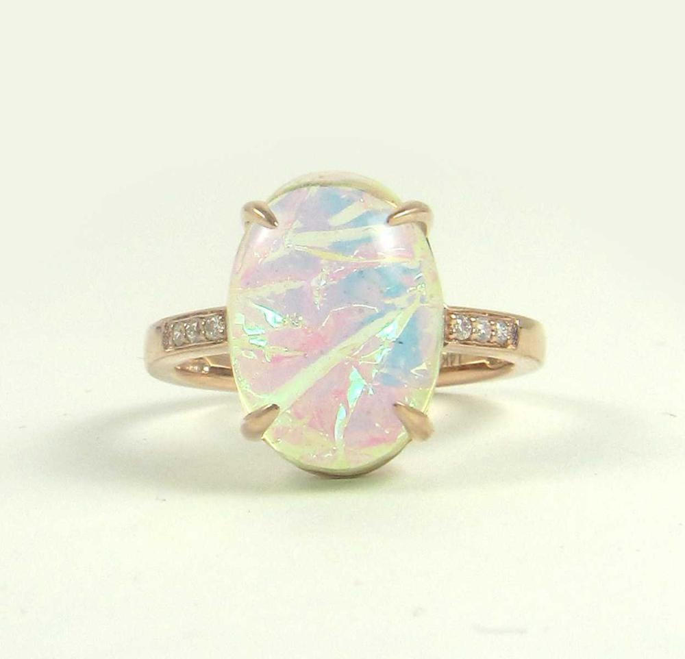 Appraisal: OPAL TRIPLET DIAMOND AND FOURTEEN KARAT GOLD RING The k