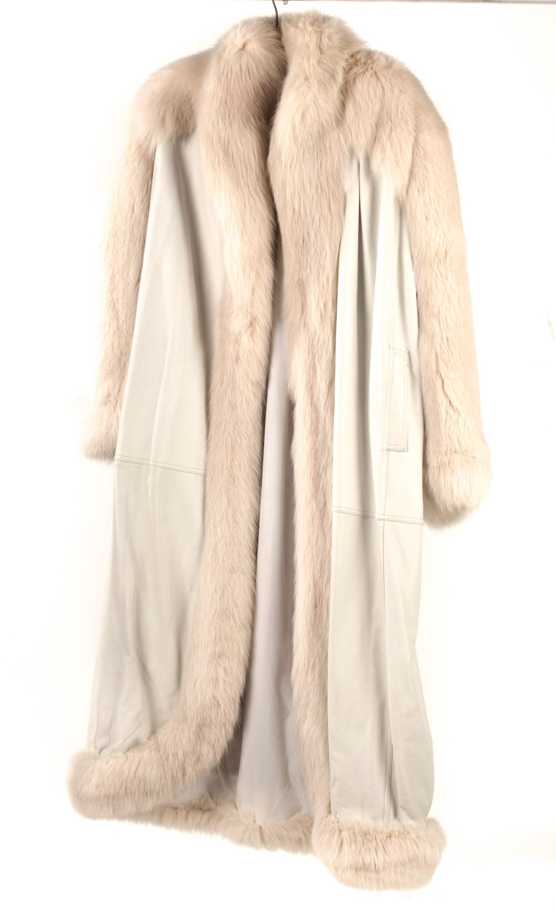 Appraisal: White leather and fox full-length coat