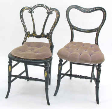 Appraisal: TWO VICTORIAN SIDE CHAIRS th century both with black lacquer