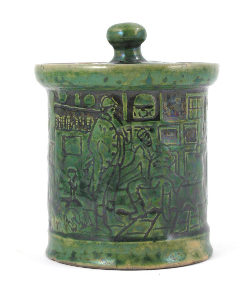 Appraisal: A rare Farnham Pottery tobacco jar and cover