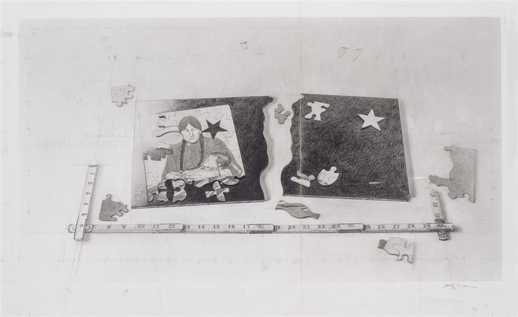 Appraisal: SCOTT FRASER American b Study for The Puzzle graphite on