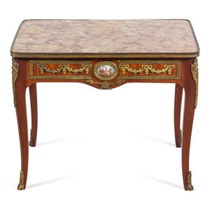 Appraisal: A Louis XV Style Gilt Metal Mounted Marble-Top Low Table