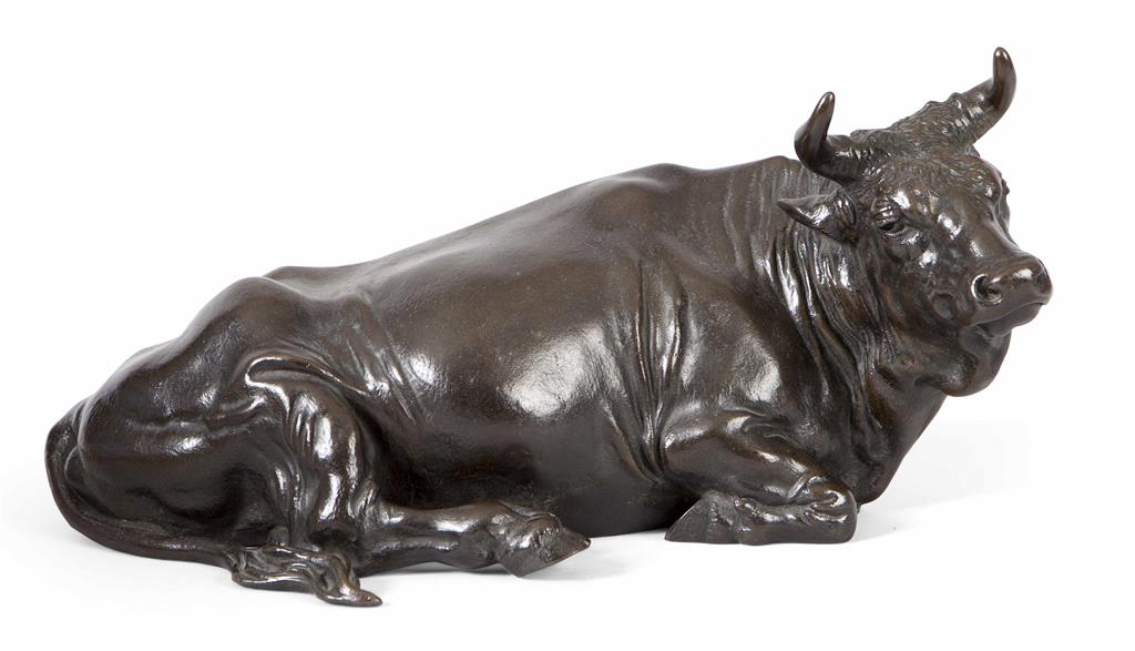 Appraisal: JAPANESE BRONZE FIGURE OF AN OX SIGNED UNNO YOSHIMORI II