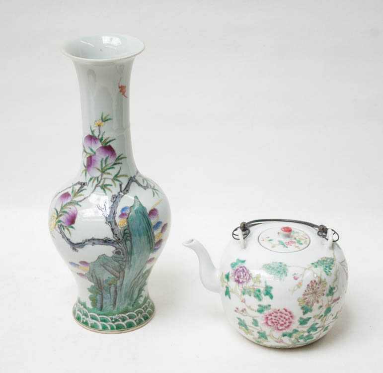 Appraisal: TWO CHINESE QING FAMILLE ROSE PORCELAINS vase of baluster form