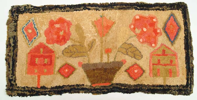 Appraisal: OUTSTANDING FOLK ART PICTORIAL HOOKED RUG Found in Maine this