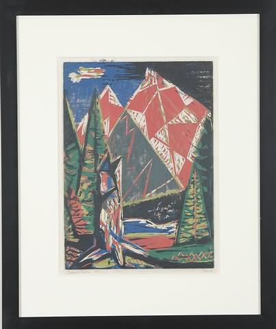 Appraisal: Grand Teton woodblock print x image size pencil signed LR