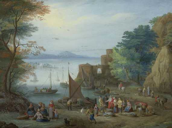 Appraisal: GYSSELS PIETER before Antwerp attributed River landscape with fishermen at