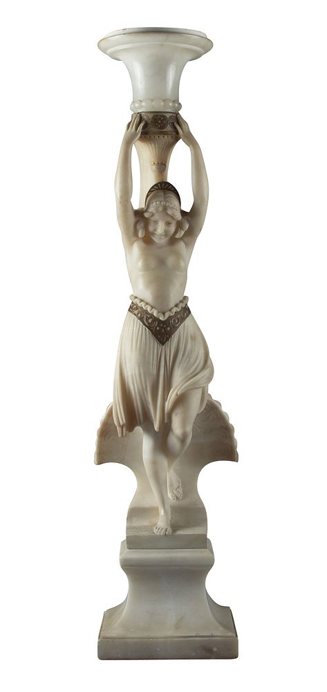 Appraisal: Large Nude Art Deco Alabaster Sculpture Large Nude Art Deco