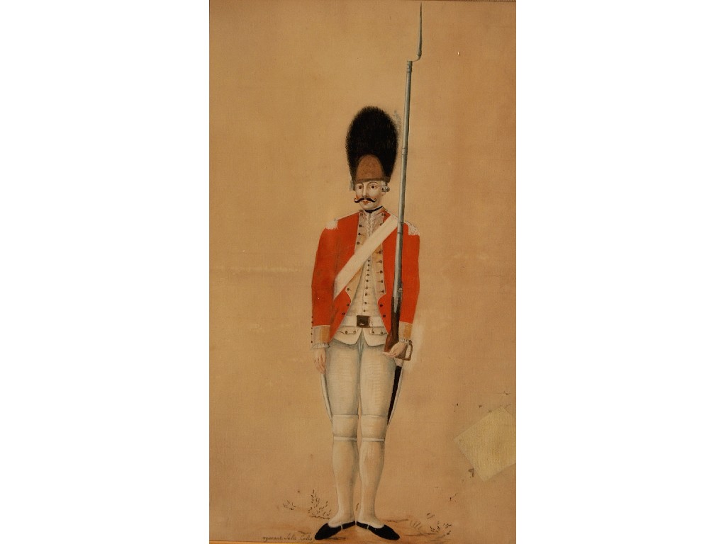 Appraisal: Study of a soldier wearing a bearskin and holding a