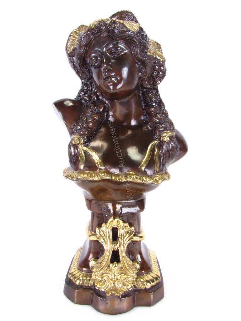 Appraisal: Bronze and Gilt Brass Female Bust depicting a young maiden