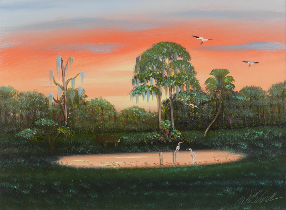 Appraisal: BLACK Al American th st Century Florida Highwaymen sunset pasture