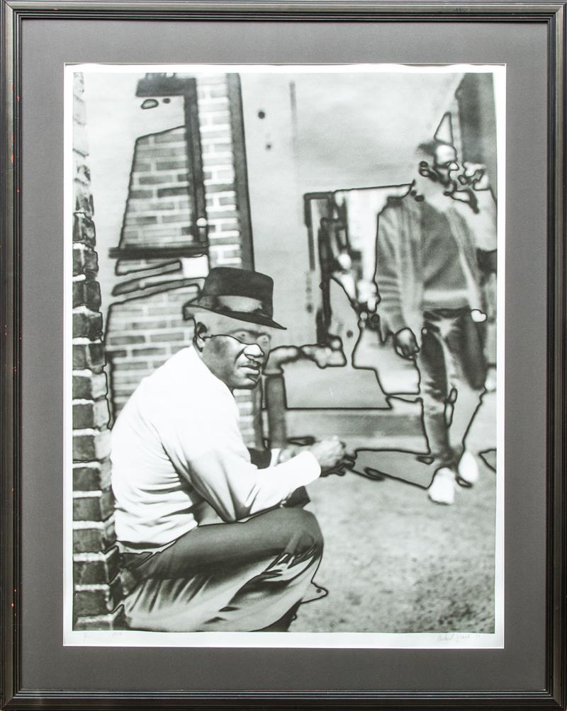 Appraisal: MICHAEL SPANO b SEATED MASKED MAN Black and white photograph