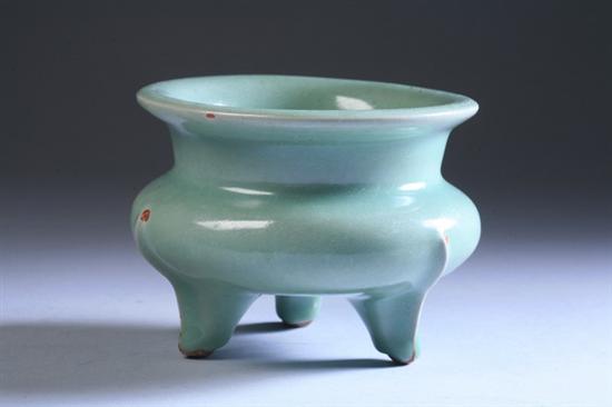 Appraisal: CHINESE CELADON PORCELAIN TRIPOD CENSER - in diam Good condition