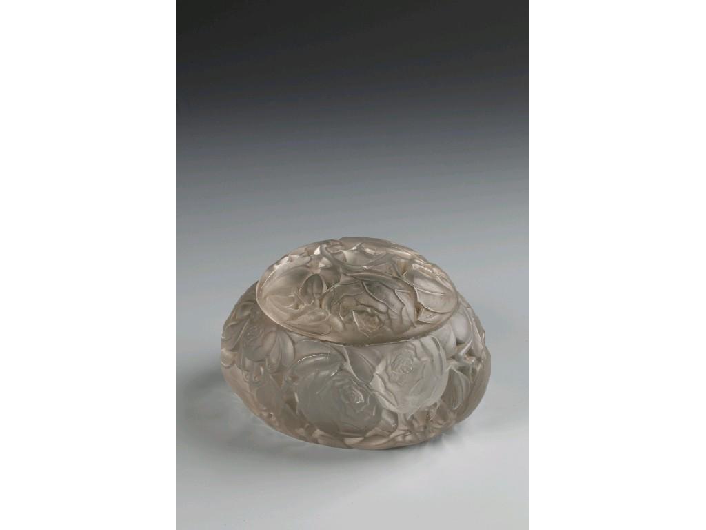 Appraisal: LALIQUE DINARD A MOULDED COVERED BOX all over decorated with