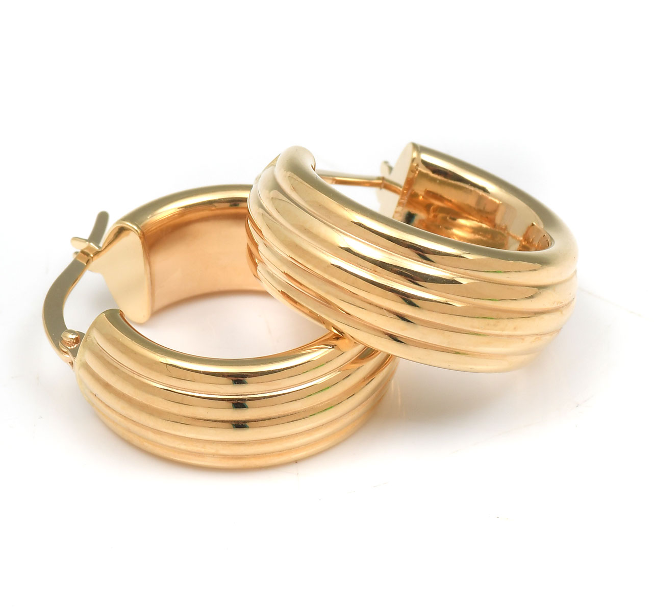 Appraisal: K ITALIAN FLUTED HOOPS K yellow gold Italian ear hoops