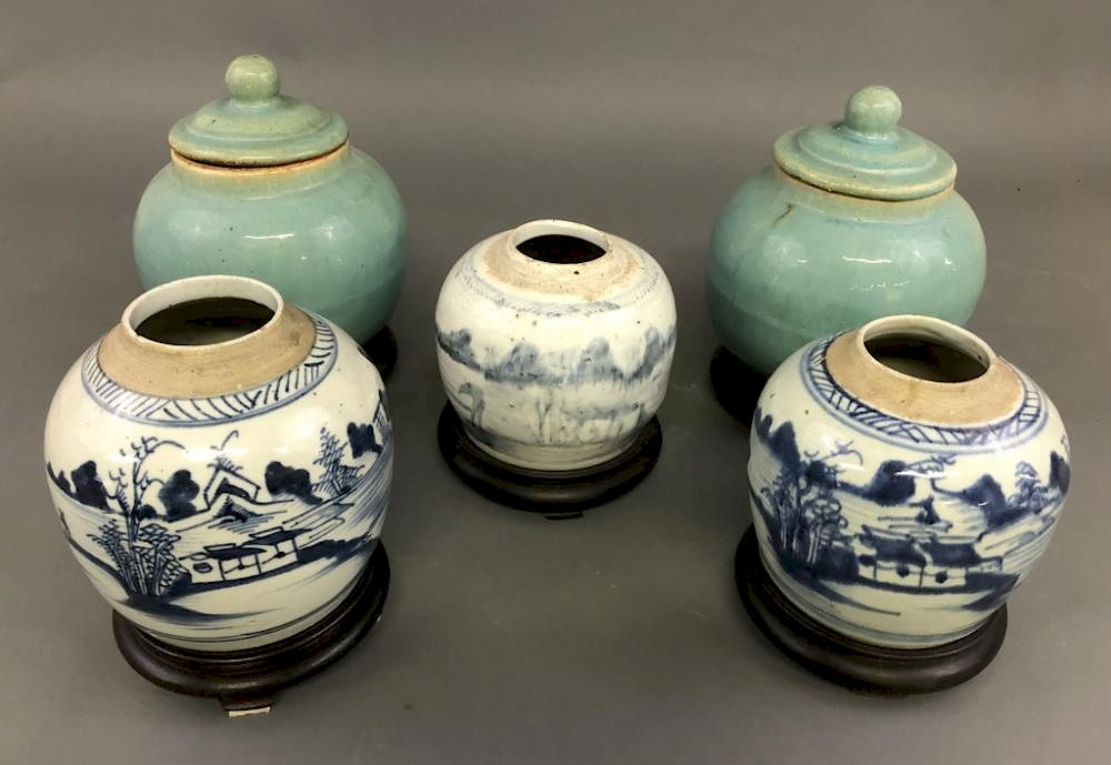 Appraisal: Grouping of Ginger Jars Two similar Chinese ginger jars th