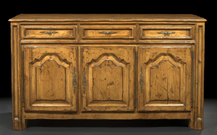 Appraisal: French Provincial Fruitwood Buffet the rectangular top above a conforming