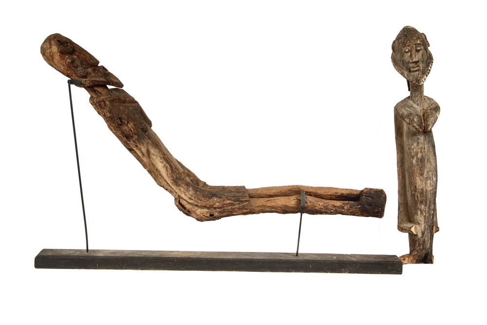 Appraisal: AFRICAN SCULPTURES - Dogon Temple Guardian Beam Figure architectural bracket