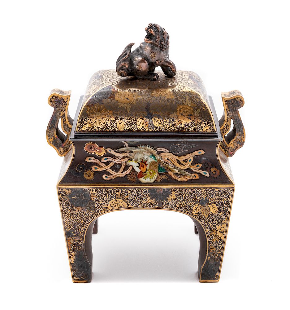 Appraisal: A Japanese Inlaid Mixed-Metal Incense Burner Koro Height x length