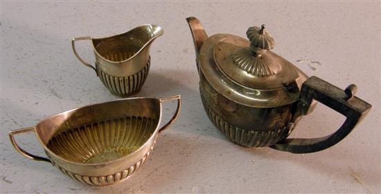 Appraisal: Victorian bachelor's silver three piece teaset comprising teapot high cream