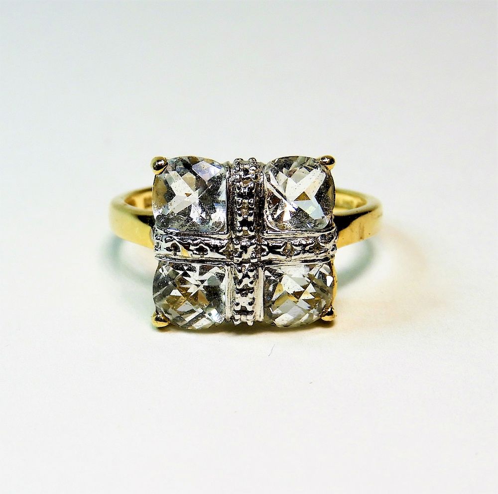 Appraisal: K Yellow Gold Pale Blue Topaz Diamond Ring China th