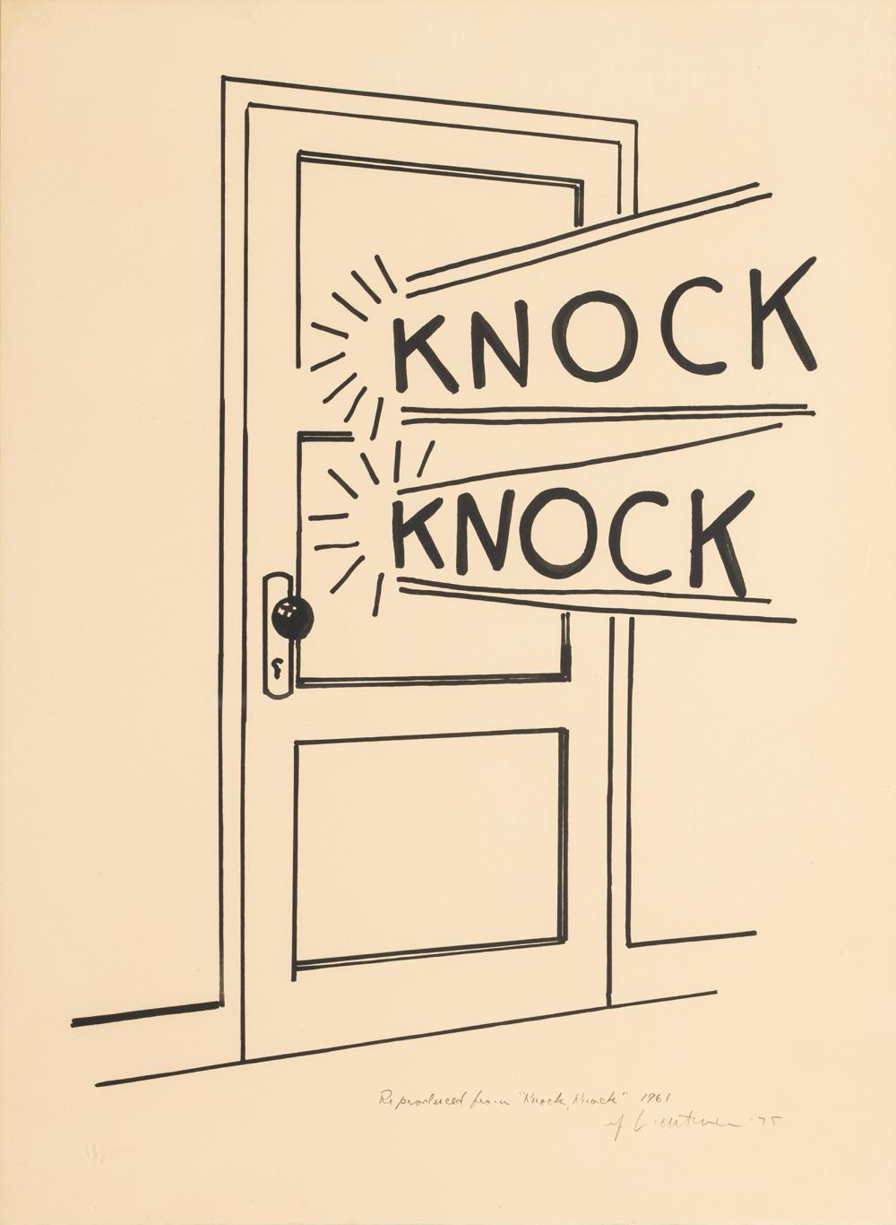 Appraisal: ROY LICHTENSTEIN - Knock Knock linocut signed lower right Provenance