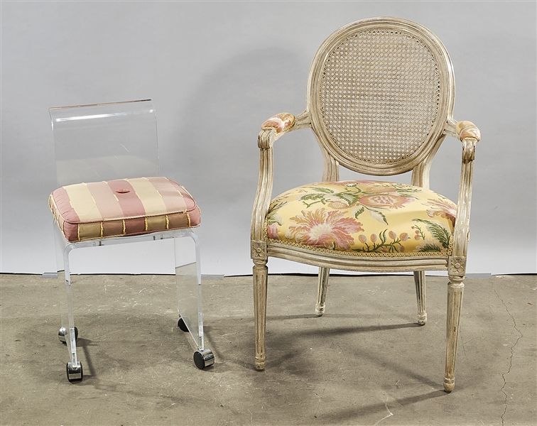 Appraisal: Two chairs including a child's acrylic chair on casters with