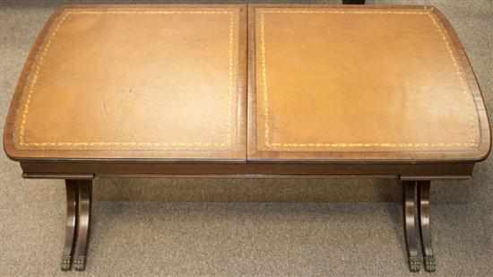 Appraisal: Regency style mahogany coffee table with draw leaves and inset