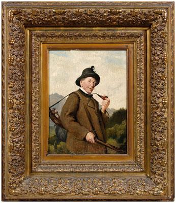 Appraisal: Max Scholz painting German - hunter in Tyrolean hat and