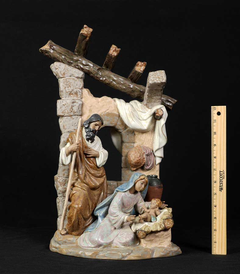 Appraisal: LLADRO HUMBLE GRACE PORCELAIN FIGURAL GROUP Gres finish nativity scene