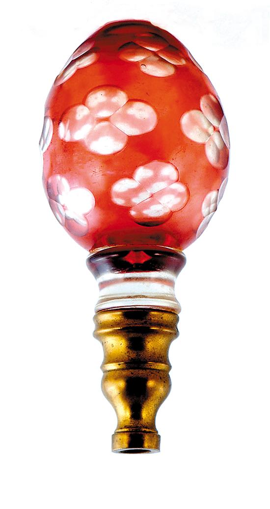 Appraisal: Bohemian cut-glass newel post finial late th century ruby cut-to-clear