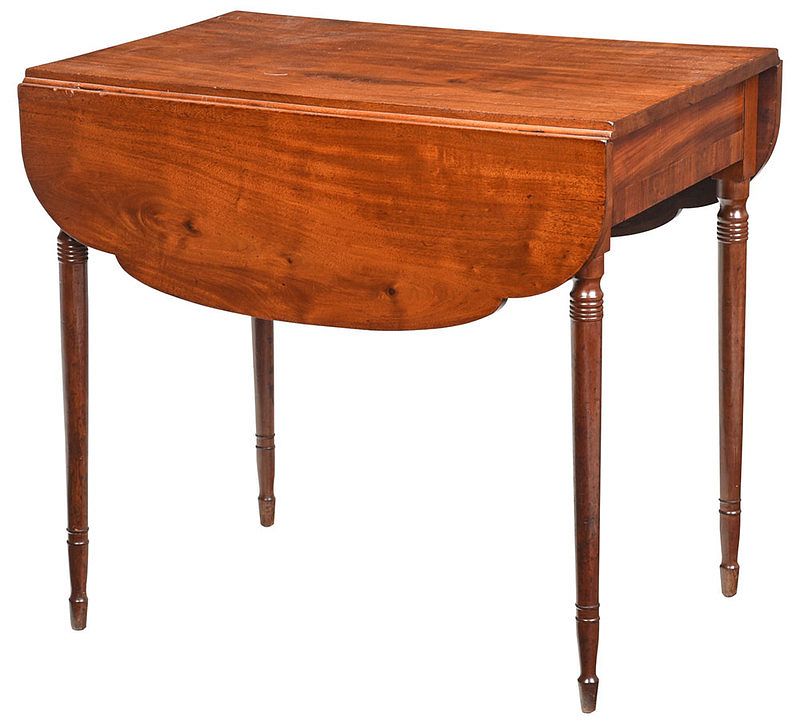 Appraisal: American Federal Figured Mahogany Pembroke Table New England circa figure