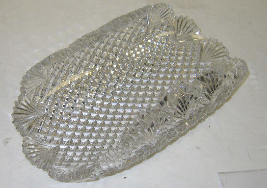 Appraisal: BRILLIANT CUT GLASS ASPARAGUS DISH Elongated with fold-in two sides