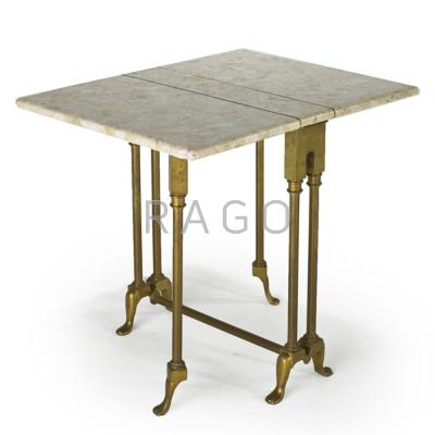 Appraisal: MAITLAND SMITH Gate-leg occasional table USA Brass and marble Unmarked