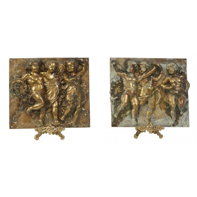 Appraisal: Pair of Continental Gilt Bronze High Relief Plaques early th