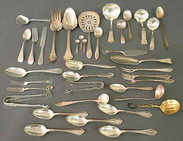 Appraisal: Misc grouping of sterling silver to include spoons tongs knives