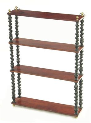 Appraisal: A set of early Victorian mahogany hanging shelves with brass