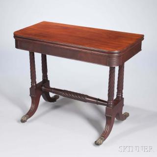 Appraisal: Carved Mahogany and Mahogany Veneer Card Table Boston c the