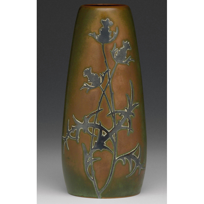 Appraisal: Heintz vase applied thistle design