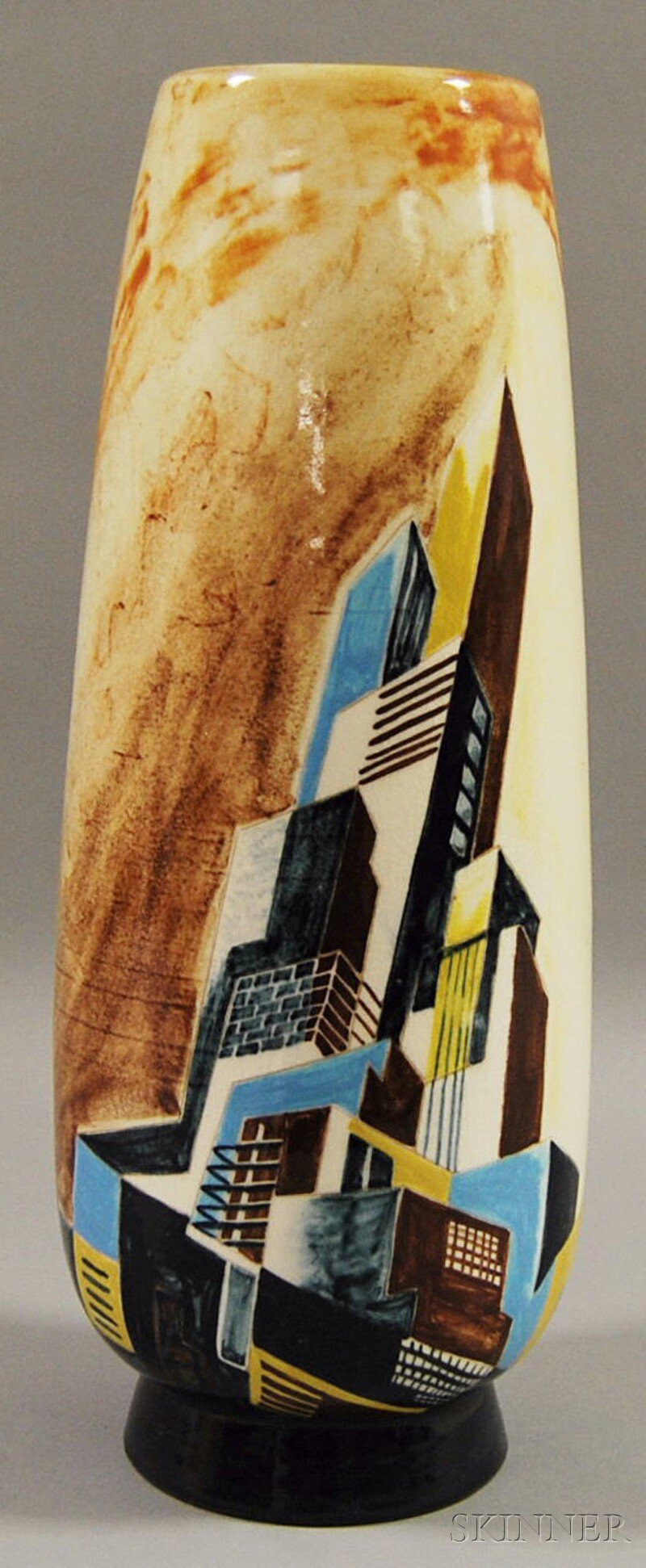 Appraisal: Stonelain Art Pottery Vase Decorated with New York City Skyscrapers