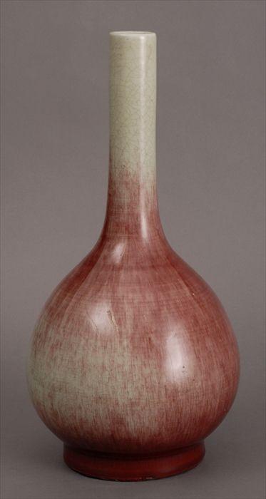 Appraisal: LANGYAO PORCELAIN LARGE BOTTLE VASE With ivory crackle-glazed neck transitioning