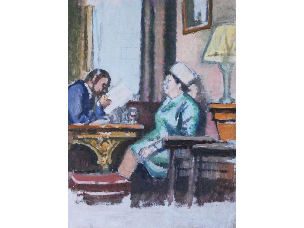 Appraisal: HARRY RUTHERFORD - OIL PAINTING ON BOARD Interior of the