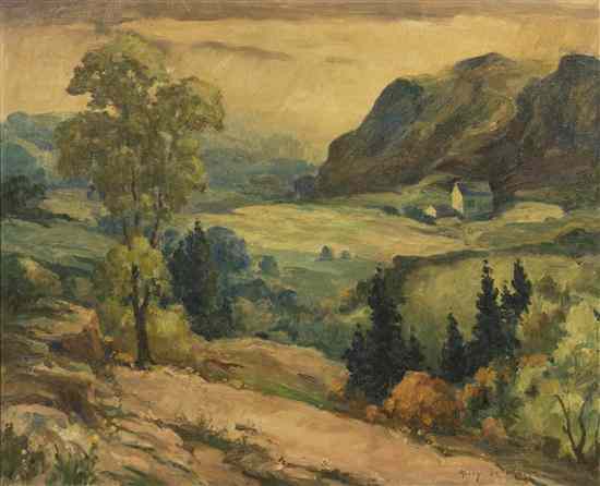 Appraisal: Harry DeMaine American - House Nestled Among the Hills oil